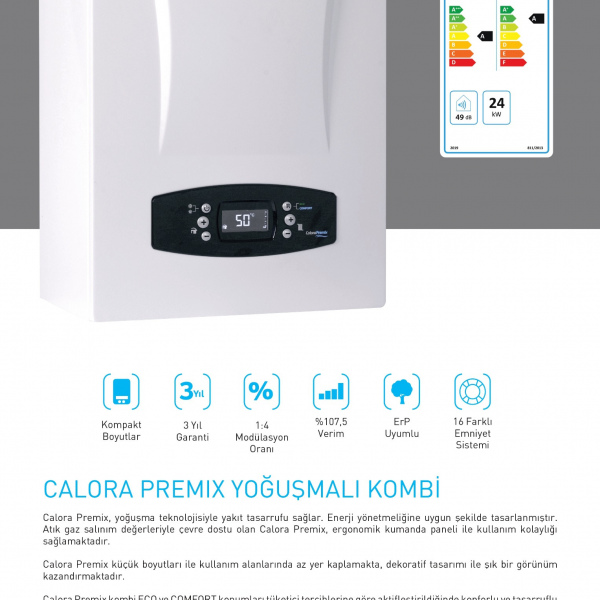 ECA CALORA PREMİX 24 KW YOĞUŞMALI KOMBİ